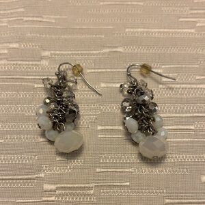 White House Black Market Silver-Tone Dangle Earrings with Opalescent Beads